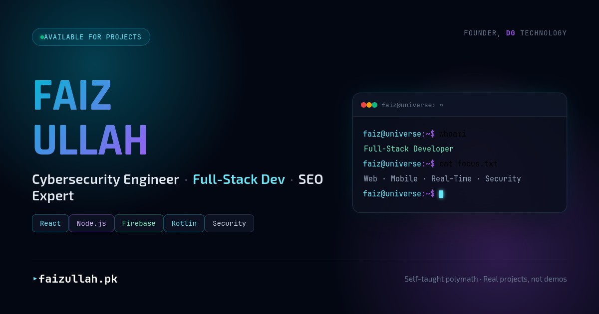 Faiz Ullah — Cybersecurity Engineer · Full-Stack Developer · SEO Expert ...
